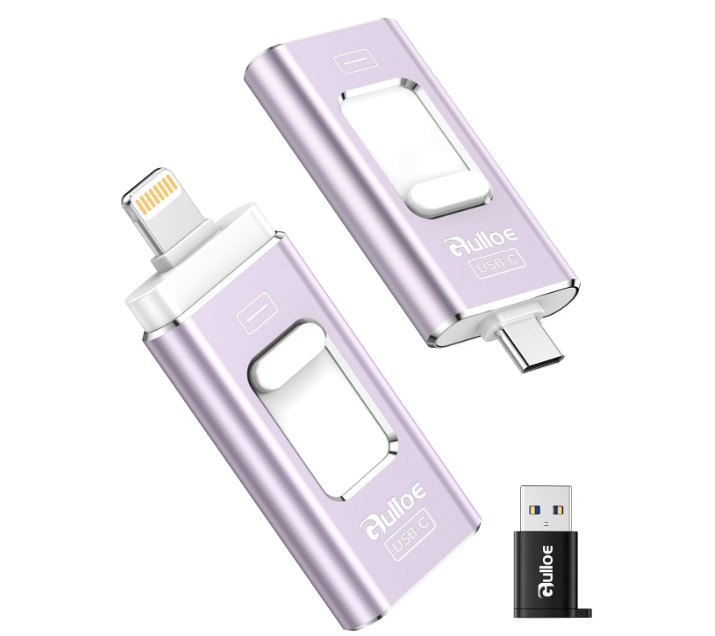 Gulloe 256GB Flash Drive Intended for iPhone, Memory Stick Storage for Photos and Videos Backup, Compatible with iPhone iPad Android PC, Plug and Play, No Application Required (Purple)