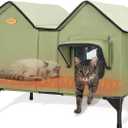 Heated Cat House for Outside Cats in Winter, Extra Large Heated Outdoor Cat House Weatherproof Insulated with Elevated Base & Escape Door, Waterproof Cat Shelter for Multiple Cats Feral Stray Kitty