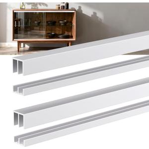 2 Sets 3FT Aluminum Sliding Door Track for 1/8" Thick Panels Closet Glass Doors Pet Cabinet Door Hardware Window Sliding Track System (Silver)