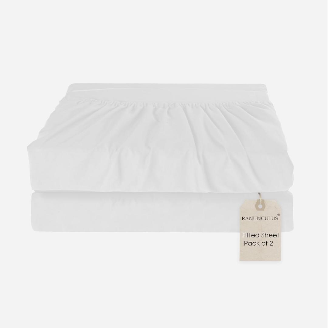 16" Prewashed Deep Pocket Fitted Sheet King Size - Pack of 2 Bed Sheet - Soft Brushed Microfiber - Fits up to 16 inch Mattress - Wrinkle Free, Breathable,Fade Resistant,Easy Care (White,72"*80")