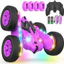 Terucle Remote Control Car, Rc Cars Stunt RC Car Toys New Upgraded Strip Lights and Headlights Girl Toys Double-Sided 360° Rotating 4WD Drift Truck for Boys Girls Birthday Gift (Purple)