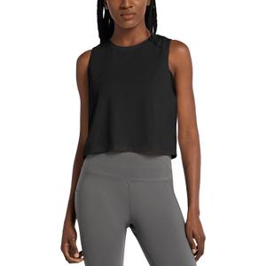 baleaf Workout Tops for Women Crop Tank Top Quick Dry Athletic Gym Exercise Sleeveless Shirts Muscle Yoga Loose Fit (Medium, Black)