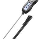 BRAPILOT Digital Meat Thermometer Backlight,Waterproof Instant Read Food Thermometer for Cooking Grilling BBQ Baking Liquids Beef Turkey (Black)