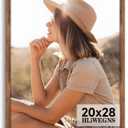HLiWEGNS Light Walnut 20x28 - Single Frame - Rustic Woodgrain 20 x 28 Poster Frame with Plexiglass for Wall Gallery Display, 20x28 Picture Frame for Puzzle, Artwork, Photo and Posters