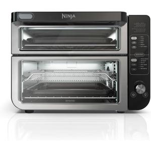 Ninja DCT401 12-in-1 Double Oven with FlexDoor, FlavorSeal & Smart Finish, Rapid Top Convection and Air Fry Bottom , Bake, Roast, Toast, Air Fry, Pizza and More, Stainless Steel, 18.6 in L x 16.39 in W x 13.26 in H