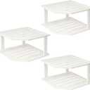 VERTORGAN Bamboo Corner Shelf(3 Pack),2 Tier Plate Organizer for Cabinet and Countertop,Pantry Dish and Spice Rack for Kitchen(White)