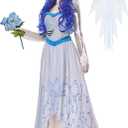 Funna Corpse Bride Costume Women Dress with Veil Halloween Cosplay, S