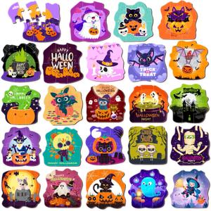 24 Pack Halloween Puzzle for Kids, Halloween Party Favor Games, Jigsaw Puzzles Perfect for Classroom Rewards and Goodie Bag