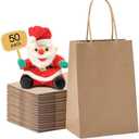 METRONIC Paper Gift Bags 5.25x3.75x8 50Pcs, Christmas Gift Wrap Bags with Handles, Brown Kraft Paper Bag for Small Business, Bulk Party Favors Bag for Birthday, Shopping, Retail, Made in USA