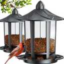 Birdream 2 Pack Bird Feeders for Outdoor Hanging, Assembly Required, 1-Min Easy Setup, Charming Castle Design, Attracting Cardinals Chickadees Goldfinches & Sparrows - Black