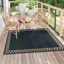 Woven Easy Jute Rug, Outdoor Rug 4'x6' Machine Washable Area Rugs for Living Room, Non Slip Backing Front Porch Rug Black Farmhouse Indoor Outdoor Carpet for Patio Camping Deck Entryway (4' x 6' (Rectangular))