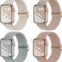 Braided Stretchy Solo Loop Compatible for Apple Watch Band  38mm/40mm/41mm/42mm(Series 11/10) for Women Men, Nylon Elastic Straps Wristbands for iWatch Series 11/10 9 8 7 6 5 4 3 SE/Ultra 3 2 1 Starlight/Pink/MilkTea/SageGreen