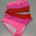 TASHEHE Women's One Shoulder One Piece Swimsuit Sexy Neon Color Block Bathing Suit Modest Full Coverage Cutout Swimwear (Pink, S)