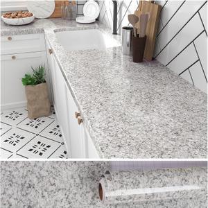 VEELIKE Grey Granite Contact Paper for Countertops Peel and Stick Waterproof Kitchen Countertop Contact Paper 24''x118'' Removable Self Adhesive Grey Marble Wallpaper for Bathroom Counter Top Covers
