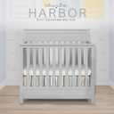 Dream On Me Harbor 4in1 Convertible Mini Baby Crib in Pebble Grey, GreenGuard Gold & BSA, Non-Toxic, Pinewood, Converts to Mini Day & Twin Bed (Rails to Buy) 1 Mattress Pad, Perfect Small Nursery, 32"L x 25"W x 33"H
