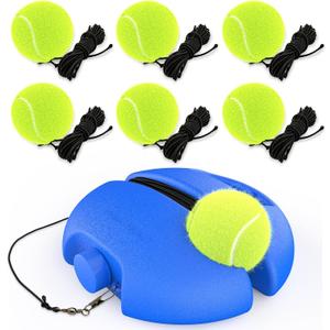 Tennis Trainer Rebound Ball with 3 String Balls, Portable Tennis Training Tool Suitable for Beginners Sport Exercise-Blue