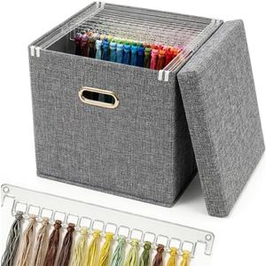 Hanging Embroidery Floss Organizer Box - 10 Acrylic Thread Storage Bars (150 Holes) | Ideal for Keeping Embroidery Thread Neat and Making It Easily Accessible for All Embroidery Enthusiasts.
