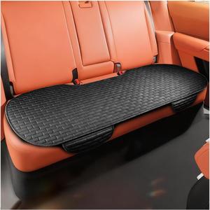 Car Rear Seat Cover, Comfortable Linen Automotive Seat Pad with Storage Pocket, Anti-Slip Breathable Vehicle Seats Protection Mat, Universal Car Bench Seats Pad for SUV, Truck (Black-L)
