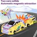 2-in-1 Transforming Race Car Dinosaur Toy DinoDrive Automatic Transforming Car into Dinosaur, Educational Toys for Boys & Girls, Crash Action & Lights, for Kids(Luminous)