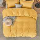 Bedsure Duvet Cover Full Size - Soft Double Brushed Bedding Set for Kids & Adults, Zipper Closure, 3 Pieces, Includes 1 Duvet Cover (80"x90") & 2 Pillow Shams, NO Comforter, Golden Yellow