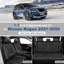 for Nissan Rogue Seat Covers SV/S/SL/Platinum(Not for Sport) 2021 2022 2023 2024 2025 2026 Leather Car Seat Covers Full Set for Rogue Seat Cushion Protector (Black, 5 Seats)