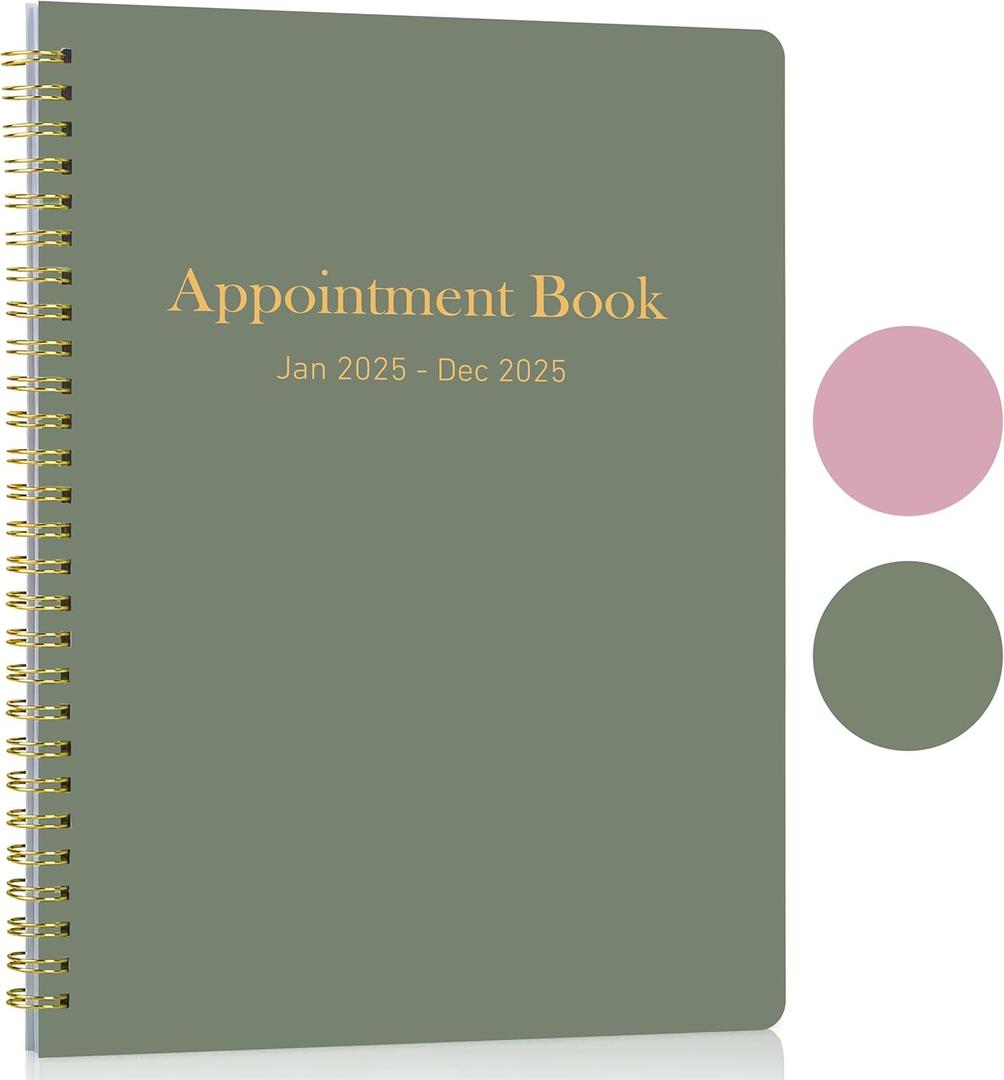 Appointment Planner 2025 Hourly Organizer from 7am - 10 pm, Weekly & Monthly Hourly Schedule Planner from Jan 2025 - Dec 2025, 9" x 11" (Green)