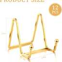 Kenning 12 Pieces Gold Plate Holder Easel Display Stand Metal Book Display Stand Tabletop Picture Frame Holder Photo Square Iron Easel Decorative for Kitchen Office Room Tabletop(3 Inch)