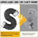 8FT Dryer Vent Hose 4 Inch, Flexible Aluminum Dryer Duct with Rubber Seal Connectors, Insulated Dryer Exhaust Hose Vent Pipe for Tight Spaces, Easy-Install Dryer Vent Connector Kit