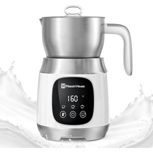 Maestri House Milk Frother, 21OZ Variable Temp and Froth Thickness Milk Frother and Steamer, Smart Touch Control Milk Warmer, Dishwasher Safe, Memory Function for Latte Cappuccino Hot Chocolate (White)