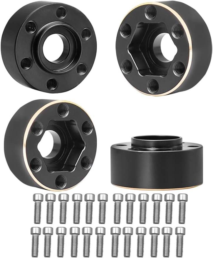 Brass Weights 6mm 9mm 12mm 15mm 22mm Wheel Hex Hub Widen Adapter for 1/10 RC Crawler 1.9 2.2 Wheels Rims SCX10 TRX4 (9mm), Black