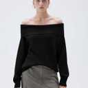 SUUKSESS Women Cashmere Off The Shoulder Sweater Oversized Knit Long Sleeve Tops (M)