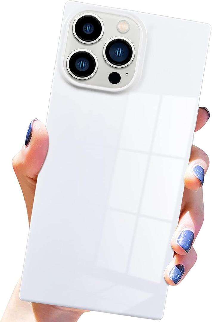 for iPhone 14 Pro Max Case, Bright Neon Soft TPU Solid Color Minimalist Aesthetic Trendy Shockproof Phone Cover [Never Fade] [Reinforced Corners Protection] 6.7 inch, White