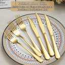 Evanda Gold Steak Knives Set 24 Piece, Gold Titanium Plating Stainless Steel 12 Dinner Forks and 12 Dinner Knives Set, Steak Knives Steak Forks, Dishwasher Safe