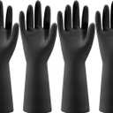 Bamllum 4 Pairs Rubber Kitchen Dishwashing Gloves - Reusable Household Cleaning Gloves for Washing Dishes and Cleaning Tasks, Flexible Long-lasting and Non-Slip (Small, Black)