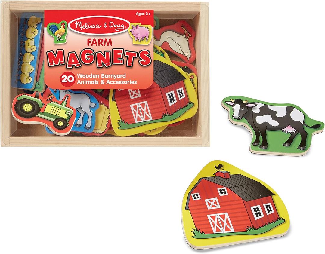 Melissa & Doug 20 Wooden Farm Magnets in a Box