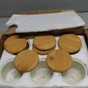 Cindeer 12 Sets Succulent Plant Pot Ceramic Succulent Pots Container Cactus Pots with Bamboo Tray Small Cylinder Flower Plant Pot with Bamboo Saucers for Plants Indoor Outdoor(White,3 x 2.17 Inch)