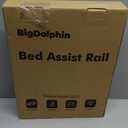 Bed Rails for Elderly Adults Safety - ASTM Approved Adjustable Bed Cane Supports 350LBS with Non-Slip Grip & Storage Pocket, Stable Bed Assist Rails for Seniors, Tool-Free (Medium, Black Curved Handle Without Light)