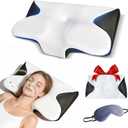 Sleep Apnea Pillow for Sleeping Snoring Ergo Cervical Neck Pillow with Memory Foam Pillow for Snoring Neck Pain Relief with Two Pillowcase (Black)