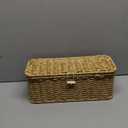 Wicker Storage Basket With Lid, Toilet Paper Basket For Toilet Tank, Pads And Tampon Holder For Bathroom, Rectangular Woven Kitchen Organizer, Home Decorative Storage Box