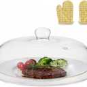 12 inch Glass Microwave Splatter Cover for Food,5 inch Tall BPA-Free Non Toxic Non Plastic Microwave Lid Guard