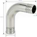 304 Stainless Steel 90 Degree Elbow Hose Barb Fitting, 1-3/4" x 1-3/4", Silver, 1pc with 2pcs Hose Clamps