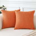 OTOSTAR Linen Throw Pillow Covers Set of 2 Decorative Square Pillowcases Fall Cushion Covers 24x24 Inch for Home Decor Sofa Bedroom Car 60 x 60 CM Orange
