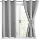 Hiasan Short Blackout Curtains for Bedroom - Thermal Insulated & Light Blocking Window Curtains for Living Room, 2 Drape Panels Sewn with Tiebacks, Turquoise, 42 x 45 Inch