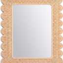 Small Scalloped Rattan Wall Mirror 23" x 17" Decorative Mirror