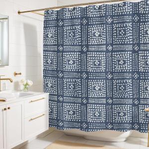 Modern Blue Shibori Print Shower Curtain - Boho Geometric Dot Pattern - Mudcloth Design - Decorative Fabric Shower Curtain for Any Bathroom - 72x72 Inches (Shibori) Modern Blue Shibori Print Shower Curtain - Boho Geometric Dot Pattern - Mudcloth Design - Decorative Fabric Shower Curtain for Any Bathroom - 72x72 Inches (Shibori)