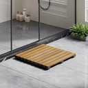 19.7"x19.7" Wood Shower Mat, Non Slip Wooden Bath Mat, Indoor Outdoor Entryway Door Mat Solid Acacia Wood, Multi-Purpose Plant Stand for Shower Bathtub Pool Spa Garden (Medium)