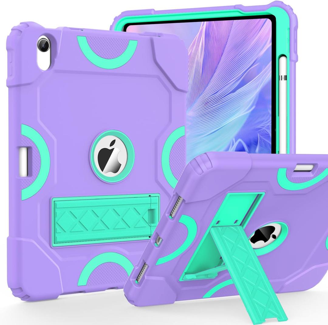 Cantis Case for iPad 11-inch (A16) 2025/ iPad 10th Generation 2022 (10.9 inch), Shockproof Cover 10th Generation with Pencil Holder & Kickstand, Purple+Teal