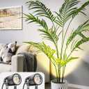 LED Spot Lights Indoor Spotlight Lamp 3W Up Lights Indoor Accent Lighting for Plants 120V Warm White Uplighting Decor US 2-Plug 6 FT Cord with Floor Foot Switch (2 Pack with Base and Stake)