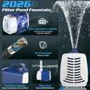 Submersible Pump RGB Pond Filter System Kits,3-in-1 Pond Filter Fountain with Colorful Light,660GPH Ponds Filter Box,Multi-layer Filtration, Applicable to Garden Fish Pond,Water Feature-bule