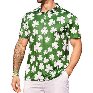 Mens Polo Shirts Short Sleeve Print Golf Shirts Gifts for Men (Green, M)